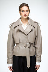 Serena - Beige Lederjacke
