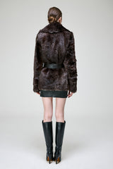 Rhea - Brauner Lammfellmantel