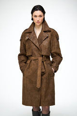 Ira - Olive Leather Coat