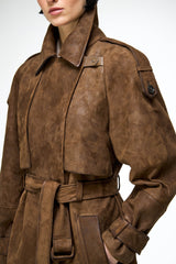 Ira - Olive Leather Coat