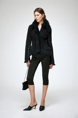 Estela - Schwarze Lammfelljacke