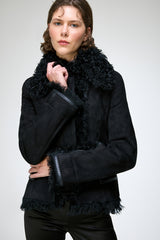 Rita - Schwarze Lammfelljacke