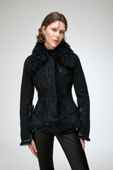Estela - Schwarze Lammfelljacke
