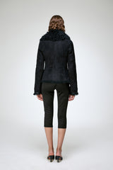 Rita - Schwarze Lammfelljacke