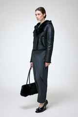 Ida - Schwarze Lammfelljacke
