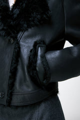 Ida - Schwarze Lammfelljacke