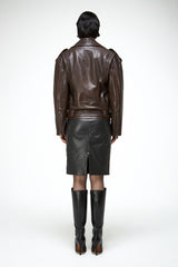 Alessia - Brown Leather Coat