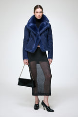 Aurora - Blaue Lammfelljacke