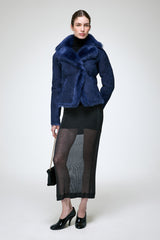 Aurora - Blaue Lammfelljacke