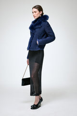 Aurora - Blaue Lammfelljacke