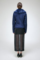 Aurora - Blaue Lammfelljacke