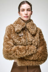Lua - Kamelbraune Lammfelljacke