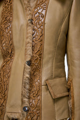Estela - Kamelbraune Lammfelljacke
