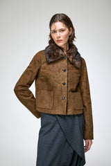 Lia - Olivgrüne Lederjacke