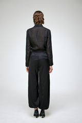 Nina - Schwarze Satin-Wollhose