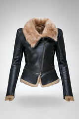 Josette - Sandfarbene Lammfelljacke