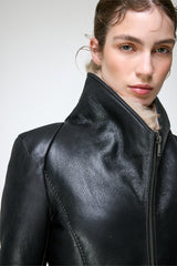 Vittoria - Dunkelbraune Lammfelljacke