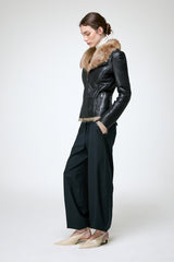Vittoria - Dunkelbraune Lammfelljacke