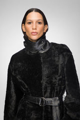 V S P - Gabrielle - Black Shearling Coat