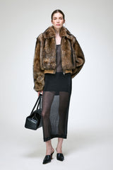 Thora - Dunkelbraune Lammfelljacke
