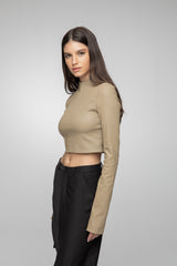 VSP - Agata - Dark Beige Leather Top