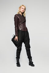 Bordeauxfarbene Lederjacke