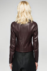 Bordeauxfarbene Lederjacke