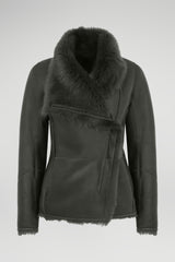 Grüne Lammfelljacke
