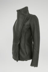 Grüne Lammfelljacke