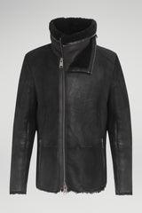 Schwarze Lammfelljacke