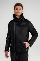 Schwarze Lammfelljacke