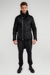 Schwarze Lammfelljacke