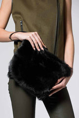 VSP - Black Metallic Shearling Clutch