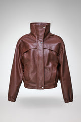 Eli - Dunkelbraune Lederjacke