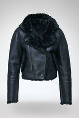 Ida - Schwarze Lammfelljacke