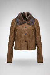 Lia - Olivgrüne Lederjacke