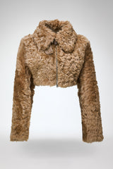 Lua - Kamelbraune Lammfelljacke