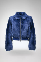 Thora - Blaue Lammfelljacke