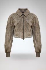 Abigail - Grey Leather Jacket