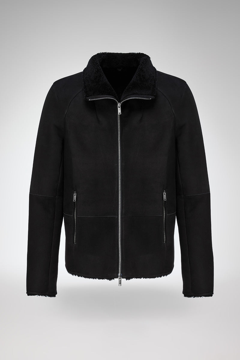 Bastien - Black Suede Shearling Jacket