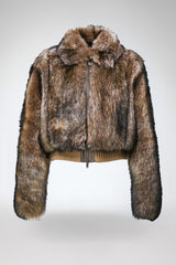 Thora - Dunkelbraune Lammfelljacke