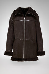 Dina - Dark Brown Shearling Coat