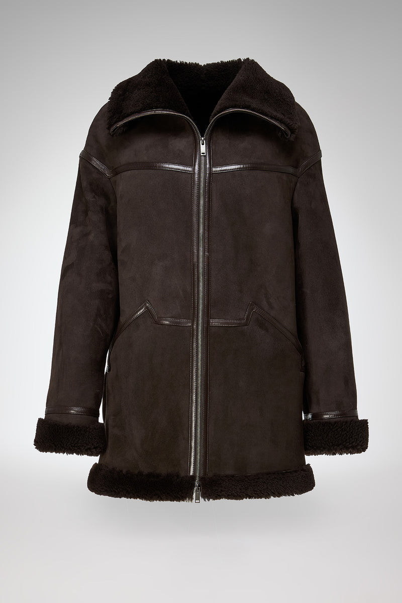 Dina - Dark Brown Shearling Coat