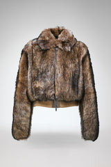 Thora - Dunkelbraune Lammfelljacke