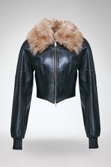 Leonor - Dunkelbraune Lederjacke
