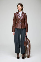 Catarina - Dunkelbraune Lederjacke