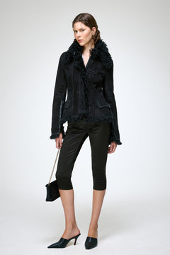 Estela - Black Suede Shearling Jacket