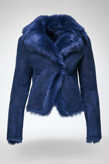 Aurora - Blaue Lammfelljacke
