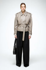 Serena - Beige Lederjacke