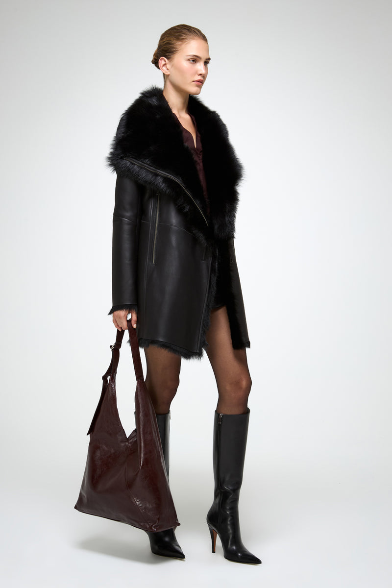 VSP - Kristell - Clotho Black Shearling Coat